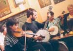 A traditional Irish music session at a local pub